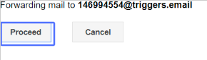 Image highlighting the task: A popup will appear, asking you to verify the action of adding the email as a forwarding email address. Click Proceed.